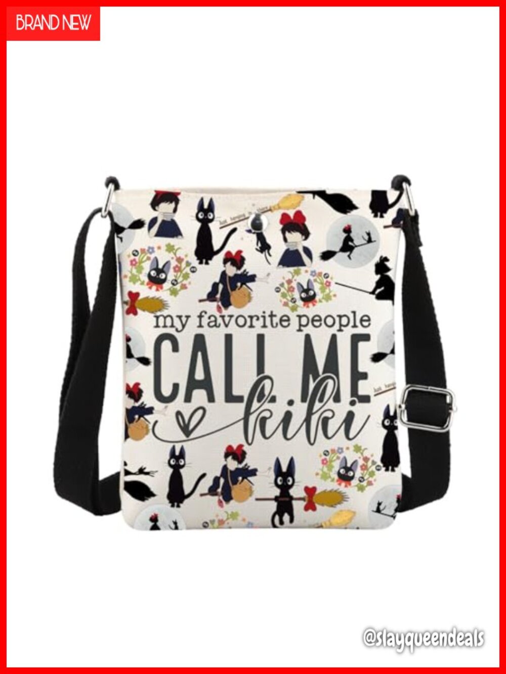 Kiki & Jiji Anime Crossbody Bag Polyester Sling Purse Manga Fan Gift